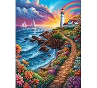 Lighthouse on Tropical Beach Rompicapo 1000 Pezzi Per Regalo Di Battesimo Cartone Spesso Per Bambini Fairy Tale Cute Animal Tema Baby Per Attività Educativa Con Confezione Regalo Da Passatempo 1000 PC