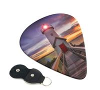 Lighthouse, plettri per chitarra, 6 pezzi, stampa fronte/retro, adatti per chitarre acustiche, elettriche e bassi, inclusi 0,46 mm, 0,71 mm, 0,96 mm