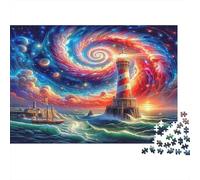 Lighthouse Puzzle 1000 Pezzos Riciclabile Cosmic Storm Anziano Puzzles Gioco Educativo Decompression Ideal per Famiglia And Friends Compleannos 52x38cm/1000pcs