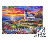 Lighthouse Puzzle per Bambini 1000 Pezzi Recyclable Coastal Sunset Puzzle Divertente E Impegnativa Gioco Per La Famiglia Grande Regalo Idea for Child‘s Birthday 38x26cm/1000pcs