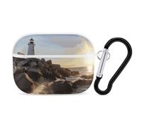 Lighthouse Rocks Seaside AirPod Pro, custodia antigraffio rigida in policarbonato con portachiavi, accessori per AirPod Pro 2a/1a custodia, per donne e uomini, stile bianco