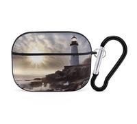 Lighthouse Rocks Seaside AirPods Pro 2, custodia protettiva rigida antiurto, per donne e uomini, compatibile con custodia Airpod Pro di 2a/1a generazione con portachiavi, nero