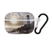 Lighthouse Rocks Seaside AirPods Pro 2, custodia protettiva rigida antiurto, per donne e uomini, compatibile con custodia Airpod Pro di 2a/1a generazione con portachiavi, bianco