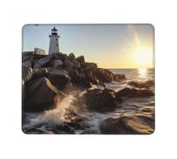 Lighthouse Rocks Seaside - Tappetino per mouse con cuciture anti-sfilacciamento, tappetino per mouse da gioco impermeabile, per donne e uomini, base in gomma antiscivolo, per computer portatile