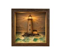 Lighthòuse Shadow Box - Sea Glass Nîght Lìght | LED Warm Glow, Nautical Dec
