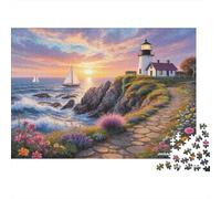 Lighthouse Sunset 1000Pz Riciclabile Senior Jigsaw Puzzle Imponente Educativo Difficile Gioco per la Famiglia Regalo 52x38cm/1000pc