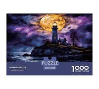 Lighthouse Under Moon Materiale Sicuro Amici, Famiglia E Appassionati Di Puzzle 52x38cm/1000pcs