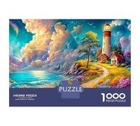 Lighthouse with Two Coastal Houses Puzzle Da 1000 Pezzi Coastal Lighthouse Gioco Educativo Classico Per Il Tempo Del Puzzle in Famiglia 70x50cm/1000pcs