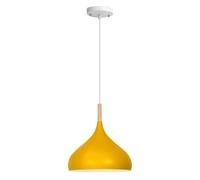 Lighting Nordic Yellow Color Pendant Kitchen Island Multi Colour Chandelier Lamp Metal LED Luminaire Semi Flush Mount Lights for Dining Living Room, Bedroom(Yellow,24cm)
