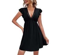 Lightning Deals of Today Prime Clearance Abiti da spiaggia per le donne UK Boho Style Maxi Abito Shirtwaister Abiti da donna UK Manica Lunga Prom Dress Clearance Prime Big Deal Days, Nero , XXL