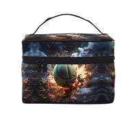 Lightning Fever Tennis - Borsa cosmetica da viaggio da donna, (22,9 x 16,5 x 15,7 cm), portatile, di grande capacità, borsa cosmetica per ragazze, nero, Taglia unica