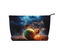 Lightning Tennis - Borsa cosmetica da donna in velluto a coste, portafoglio portatile con cerniera, adatta per viaggi e conservazione quotidiana di cosmetici,