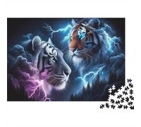 Lightning White Tiger Puzzle 1000 Pezzi Carta per Adulti Thunder Tiger Puzzle per Famiglia Relax e Regalo Casa 38x26cm/1000pcs