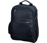 LIGHTPAK 46103 Ececutive Line ECHO 1, zaino in nylon, tasca posteriore 42 x 38 x 29 cm, nero + set da ufficio con forbici, taglierino, monoforo, pinzatrice con graffette, in custodia trasparente