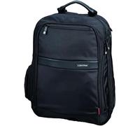 LIGHTPAK 46103 Ececutive Line ECHO 1, zaino in nylon, tasca posteriore 42 x 38 x 29 cm, nero + set da ufficio con forbici, taglierino, monoforo, pinzatrice con graffette, in custodia trasparente