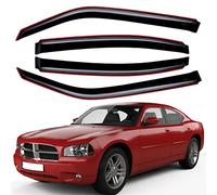 Lightronic Extra Durable Clip-on in-Channel Auto Vent Window Visor, Fits 2006-2010 Dodge Charger, UV Protection Rain Guard, Original Wind Deflector, No-Drill Easy Install, Dark Smoke, 4-Pcs