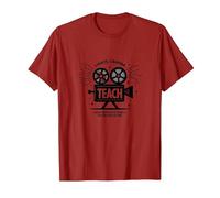Lights Camera Teach: Regalo educatore Ispirato a Hollywood Maglietta, Uomo, Mirtillo Rosso, L