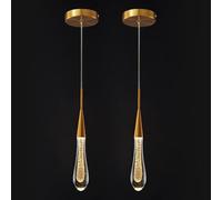 Lights Fixtures Dimmable LED Gold Light Teardrop Crystal Pendant Lighting for Kitchen Island Bedroom Hallway Entryway