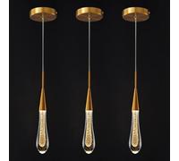 Lights Fixtures Dimmable LED Gold Light Teardrop Crystal Pendant Lighting for Kitchen Island Bedroom Hallway Entryway