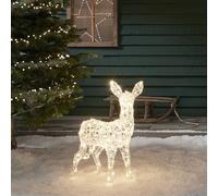 Lights4fun 3 in 1 Swinsty LED Renna Figura Bambino 77 cm Funzionamento a batteria Timer Illuminazione natalizia per interni ed esterni