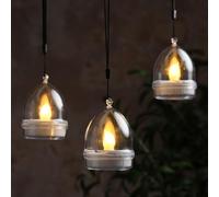 Lights4fun 3 mini lanterne solari a forma di fiamma
