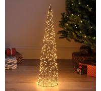 Lights4fun Albero di Natale a Cono, Alberello 300 Luci Micro LED Bianco Caldo, Decorazione Natalizia Pre-Illuminata, con Timer, Interni ed Esterni, con Cavo di Alimentazione, 80cm