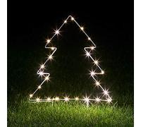 Lights4fun Albero di Natale per Giardino di 65 cm con Micro LED di Luce Bianca Calda a Pile