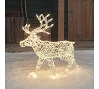 Lights4fun Arkendale - Renna a LED 3 in 1 illuminata, 70 cm, con timer, illuminazione natalizia per esterni e interni