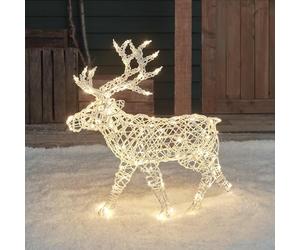 Lights4fun Arkendale - Renna a LED 3 in 1 illuminata, 70 cm, con timer, illuminazione natalizia per esterni e interni