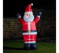 Lights4fun Babbo Natale Gonfiabile LED - Illuminazione e decorazione natalizia per esterni - Statuetta americana