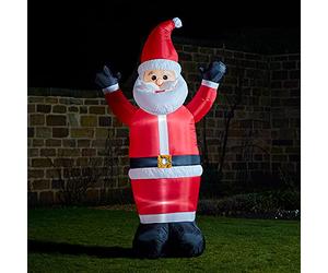 Lights4fun Babbo Natale Gonfiabile LED - Illuminazione e decorazione natalizia per esterni - Statuetta americana