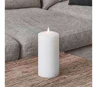 Lights4fun Candela Pilastro TruGlow® in Cera Bianca di 20cm con LED Bianchi Caldi a Pile per Arredo Interni