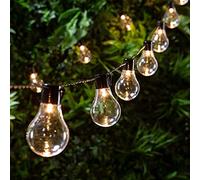 Lights4fun Catena Decorativa di 20 Lampadine LED Bianchi Caldi con Presa per Esterni