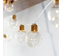 Lights4fun - Catena di 10 Lampadine Decorative con Micro LED Bianco Caldo a Pile per Interni ed Esterni