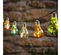 Lights4fun Catena di luci a energia solare con 10 micro LED in colori pastello, 10 LED a luce bianca calda, funzionamento solare, 2 modalità di illuminazione, decorazione estiva in giardino, feste