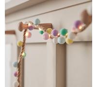 Lights4fun Catena Luminosa a 30 LED con Pompon in Colori Pastello a Pile con Timer per Uso in Interni