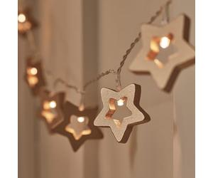 Lights4fun Catena Luminosa a Stelle d'Oro con 20 LED Bianca Calda a Pile con Timer Deocrazione per Cameretta dei Bambini con Telecomando