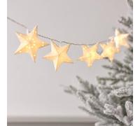 Lights4fun Catena Luminosa con Stelle in Carta e 10 LED Blanco Caldo con Timer Decorazione Natalizia per Interni