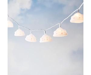 Lights4fun Catena Luminosa di 10 Nuvole Luminose con LED Bianchi Caldi a Pile per Arredo Cameretta Bimbi
