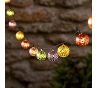 Lights4fun Catena Luminosa Solare a 20 LED Luce Bianca Calda Decorazione Marocchina per Giardino Esterni