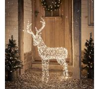 Lights4fun Cervo Luminoso Renna di Natale da 1,2 m a 600 LED Bicolore con Timer Decorazione Natalizia per Giardino Esterni