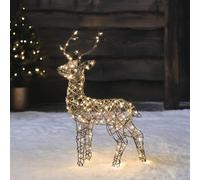Lights4fun Cervo Luminoso Renna di Rattan di 56 cm a 160 LED Bianco Caldo con Timer Decorazione di Natale Figura Natalizia per Interni ed Esterni