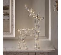 Lights4fun - Cervo Natalizio Illuminato con Luce LED Bianco Caldo, Freddo, Decorazione di Natale per Esterni, Casa, Giardino, con Timer e Cavo di Alimentazione, 1,15m