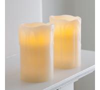 Lights4fun Coppia di chiesa pilastro candele a LED in vera cera a batteria con timer