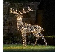 Lights4fun Decorazione di Natale Grande Renna in Rattan Grigio con 400 LED Cambia Colore di 168 cm con Timer Decorazione di Natale Figura Natalizia per Interni Giardini Esterni
