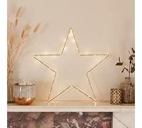 Lights4fun Decorazione di Natale Stella Luminosa di 34cm con 40 LED Bianchi Caldi a Pile per Arredo Interni