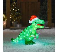 Lights4fun Figura natalizia a forma di dinosauro in acrilico, per interni ed esterni, 80 LED