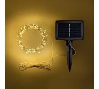 Lights4fun Filo ad Energia Solare di 100 Micro LED Bianco Caldo per Esterni