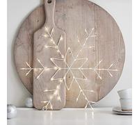 Lights4fun Fiocco di Neve Luminoso Osby Bianco di 50 cm con 70 LED Bianchi Caldi a Pile per Arredo Interni Luci di Natale Decorazione Natalizia