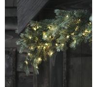 Lights4fun Ghirlanda di Natale Pre-Illuminata da 1,5 m in 180 LED Bicolore a Pile con Timer Decorazione Luminosa Natalizia per Interni ed Esterni